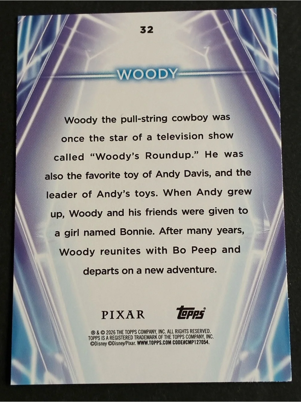 2026 Topps Disney Neon Woody #32 Refractor Toy Story Card